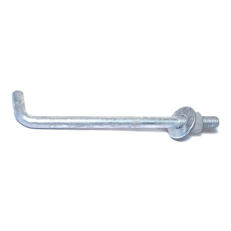 Midwest Fastener L-Hook, 1/2"-13, 8" L, Steel Hot Dipped Galvanized, 25 PK 09404